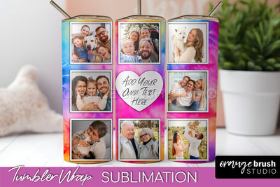 Add Your Photo Frame Tumbler Wrap - Tie Dye Tumbler PNG Sublimation OrangeBrushStudio 