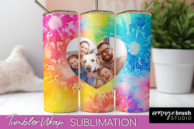 Add Your Photo Frame Tumbler Wrap - Tie Dye Tumbler PNG Sublimation OrangeBrushStudio 