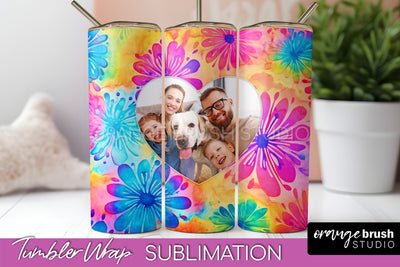 Add Your Photo Frame Tumbler Wrap - Tie Dye Tumbler PNG Sublimation OrangeBrushStudio 