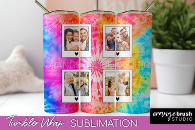 Add Your Photo Frame Tumbler Wrap - Tie Dye Tumbler PNG Sublimation OrangeBrushStudio 