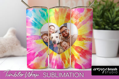 Add Your Photo Frame Tumbler Wrap - Tie Dye Tumbler PNG Sublimation OrangeBrushStudio 