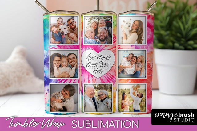 Add Your Photo Frame Tumbler Wrap - Tie Dye Tumbler PNG Sublimation OrangeBrushStudio 