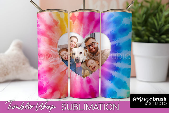 Add Your Photo Frame Tumbler Wrap - Tie Dye Tumbler PNG Sublimation OrangeBrushStudio 