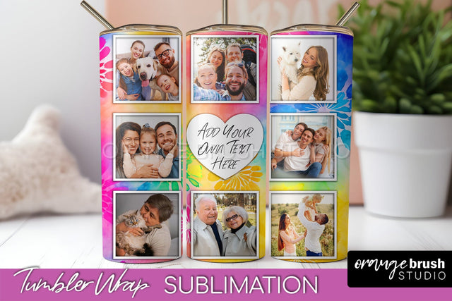 Add Your Photo Frame Tumbler Wrap - Tie Dye Tumbler PNG Sublimation OrangeBrushStudio 