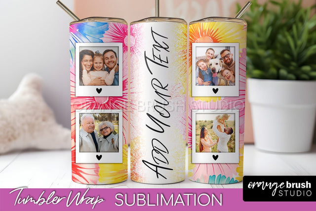 Add Your Photo Frame Tumbler Wrap - Tie Dye Tumbler PNG Sublimation OrangeBrushStudio 
