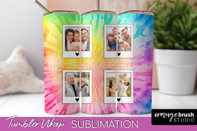 Add Your Photo Frame Tumbler Wrap - Tie Dye Tumbler PNG Sublimation OrangeBrushStudio 