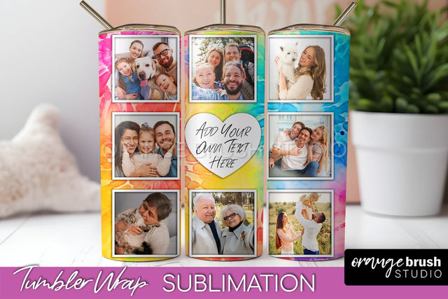 Add Your Photo Frame Tumbler Wrap - Tie Dye Tumbler PNG Sublimation OrangeBrushStudio 