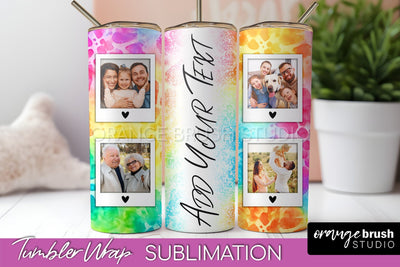 Add Your Photo Frame Tumbler Wrap - Tie Dye Tumbler PNG Sublimation OrangeBrushStudio 
