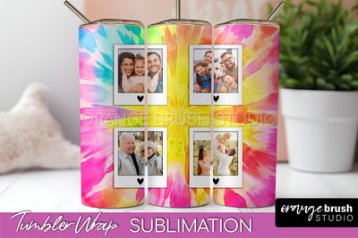 Add Your Photo Frame Tumbler Wrap - Tie Dye Tumbler PNG Sublimation OrangeBrushStudio 