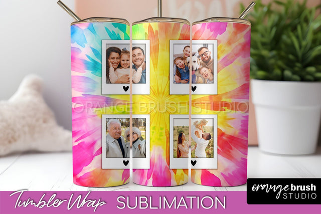 Add Your Photo Frame Tumbler Wrap - Tie Dye Tumbler PNG Sublimation OrangeBrushStudio 