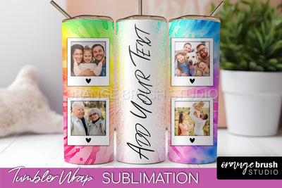 Add Your Photo Frame Tumbler Wrap - Tie Dye Tumbler PNG Sublimation OrangeBrushStudio 