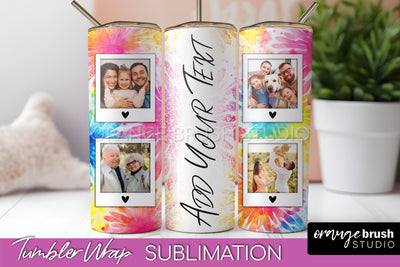 Add Your Photo Frame Tumbler Wrap - Tie Dye Tumbler PNG Sublimation OrangeBrushStudio 