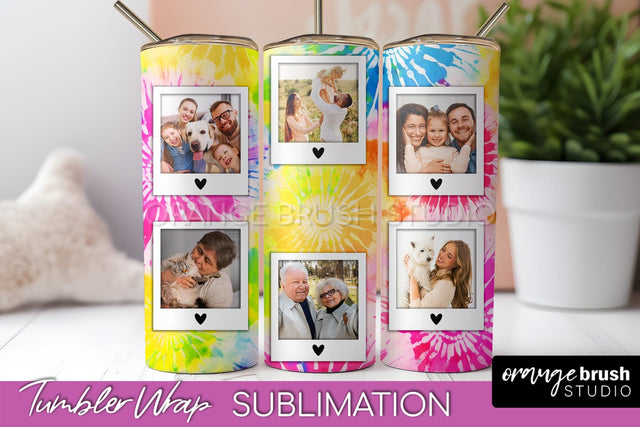 Add Your Photo Frame Tumbler Wrap - Tie Dye Tumbler PNG Sublimation OrangeBrushStudio 