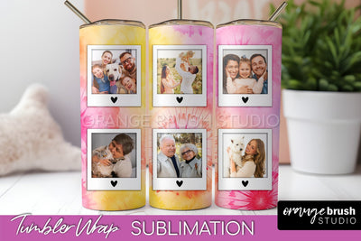 Add Your Photo Frame Tumbler Wrap - Tie Dye Tumbler PNG Sublimation OrangeBrushStudio 