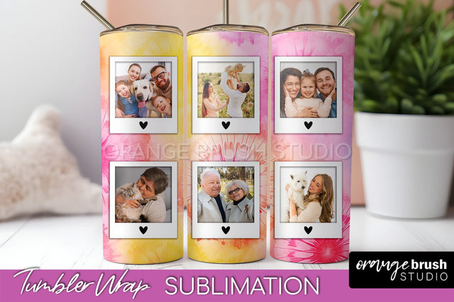 Add Your Photo Frame Tumbler Wrap - Tie Dye Tumbler PNG Sublimation OrangeBrushStudio 