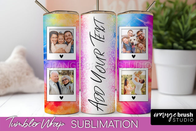 Add Your Photo Frame Tumbler Wrap - Tie Dye Tumbler PNG Sublimation OrangeBrushStudio 