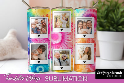 Add Your Photo Frame Tumbler Wrap - Tie Dye Tumbler PNG Sublimation OrangeBrushStudio 