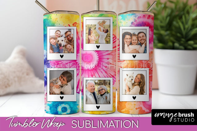 Add Your Photo Frame Tumbler Wrap - Tie Dye Tumbler PNG Sublimation OrangeBrushStudio 