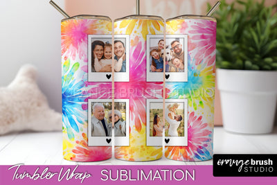 Add Your Photo Frame Tumbler Wrap - Tie Dye Tumbler PNG Sublimation OrangeBrushStudio 