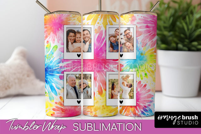 Add Your Photo Frame Tumbler Wrap - Tie Dye Tumbler PNG Sublimation OrangeBrushStudio 