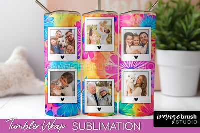 Add Your Photo Frame Tumbler Wrap - Tie Dye Tumbler PNG Sublimation OrangeBrushStudio 