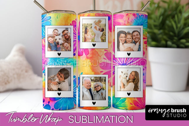 Add Your Photo Frame Tumbler Wrap - Tie Dye Tumbler PNG Sublimation OrangeBrushStudio 