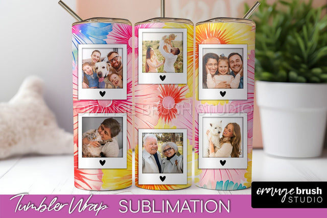 Add Your Photo Frame Tumbler Wrap - Tie Dye Tumbler PNG Sublimation OrangeBrushStudio 