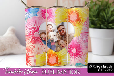 Add Your Photo Frame Tumbler Wrap - Tie Dye Tumbler PNG Sublimation OrangeBrushStudio 