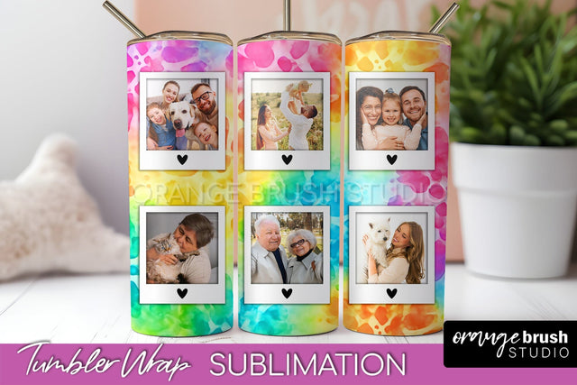 Add Your Photo Frame Tumbler Wrap - Tie Dye Tumbler PNG Sublimation OrangeBrushStudio 