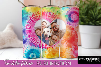 Add Your Photo Frame Tumbler Wrap - Tie Dye Tumbler PNG Sublimation OrangeBrushStudio 