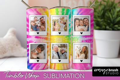 Add Your Photo Frame Tumbler Wrap - Tie Dye Tumbler PNG Sublimation OrangeBrushStudio 