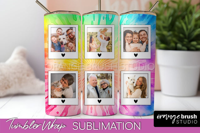 Add Your Photo Frame Tumbler Wrap - Tie Dye Tumbler PNG Sublimation OrangeBrushStudio 