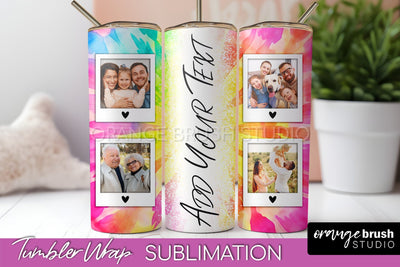 Add Your Photo Frame Tumbler Wrap - Tie Dye Tumbler PNG Sublimation OrangeBrushStudio 