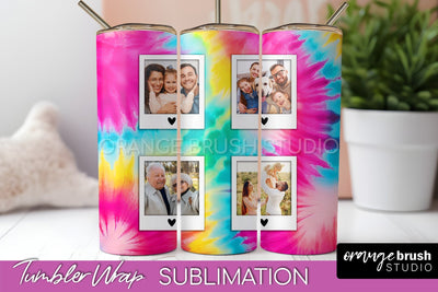 Add Your Photo Frame Tumbler Wrap - Tie Dye Tumbler PNG Sublimation OrangeBrushStudio 