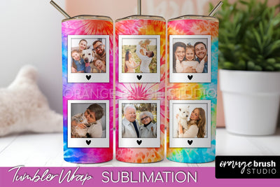 Add Your Photo Frame Tumbler Wrap - Tie Dye Tumbler PNG Sublimation OrangeBrushStudio 