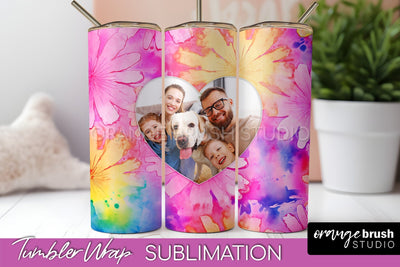 Add Your Photo Frame Tumbler Wrap - Tie Dye Tumbler PNG Sublimation OrangeBrushStudio 