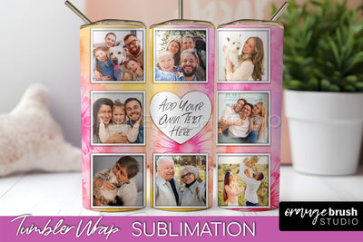 Add Your Photo Frame Tumbler Wrap - Tie Dye Tumbler PNG Sublimation OrangeBrushStudio 
