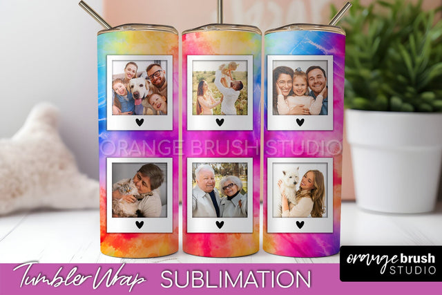 Add Your Photo Frame Tumbler Wrap - Tie Dye Tumbler PNG Sublimation OrangeBrushStudio 