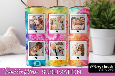 Add Your Photo Frame Tumbler Wrap - Tie Dye Tumbler PNG Sublimation OrangeBrushStudio 