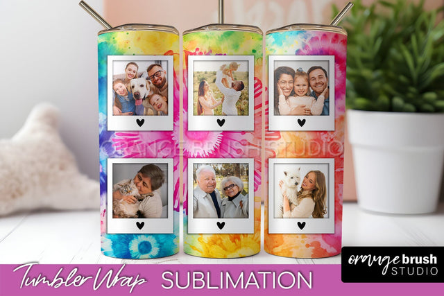 Add Your Photo Frame Tumbler Wrap - Tie Dye Tumbler PNG Sublimation OrangeBrushStudio 