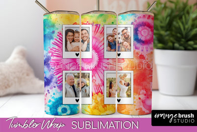 Add Your Photo Frame Tumbler Wrap - Tie Dye Tumbler PNG Sublimation OrangeBrushStudio 