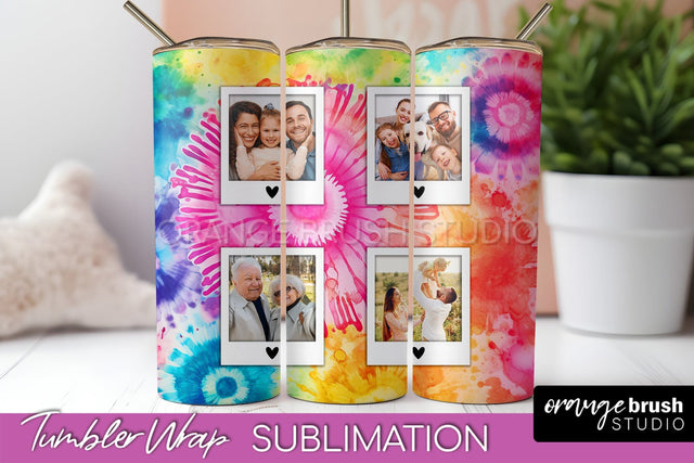 Add Your Photo Frame Tumbler Wrap - Tie Dye Tumbler PNG Sublimation OrangeBrushStudio 