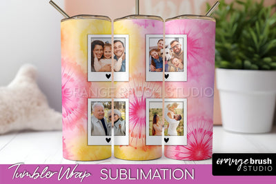 Add Your Photo Frame Tumbler Wrap - Tie Dye Tumbler PNG Sublimation OrangeBrushStudio 