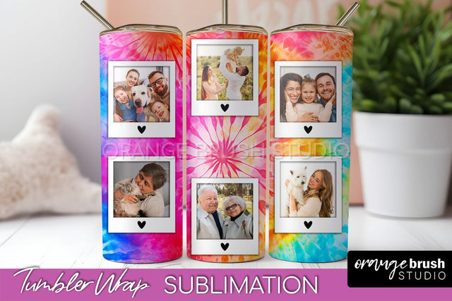 Add Your Photo Frame Tumbler Wrap - Tie Dye Tumbler PNG Sublimation OrangeBrushStudio 