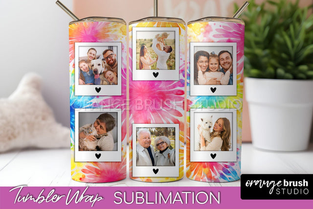 Add Your Photo Frame Tumbler Wrap - Tie Dye Tumbler PNG Sublimation OrangeBrushStudio 
