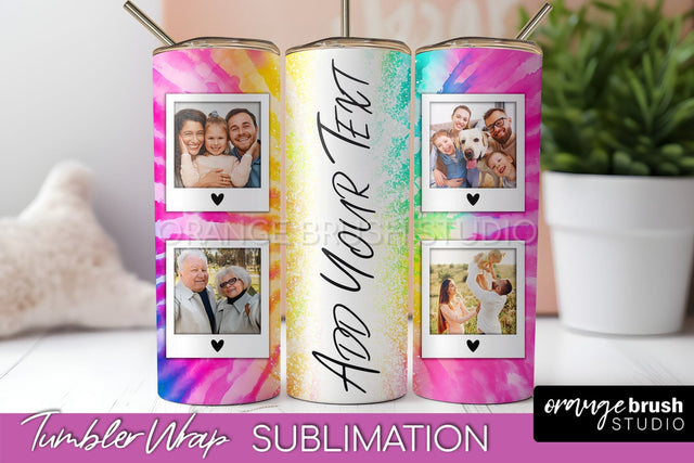 Add Your Photo Frame Tumbler Wrap - Tie Dye Tumbler PNG Sublimation OrangeBrushStudio 
