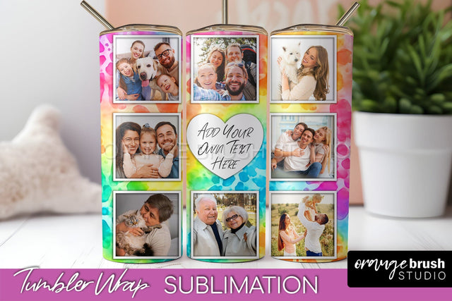 Add Your Photo Frame Tumbler Wrap - Tie Dye Tumbler PNG Sublimation OrangeBrushStudio 