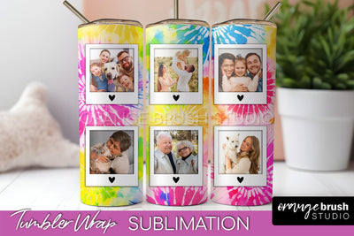 Add Your Photo Frame Tumbler Wrap - Tie Dye Tumbler PNG Sublimation OrangeBrushStudio 