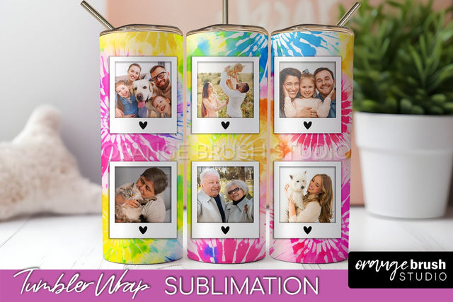 Add Your Photo Frame Tumbler Wrap - Tie Dye Tumbler PNG Sublimation OrangeBrushStudio 