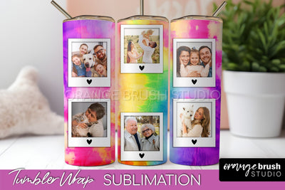 Add Your Photo Frame Tumbler Wrap - Tie Dye Tumbler PNG Sublimation OrangeBrushStudio 